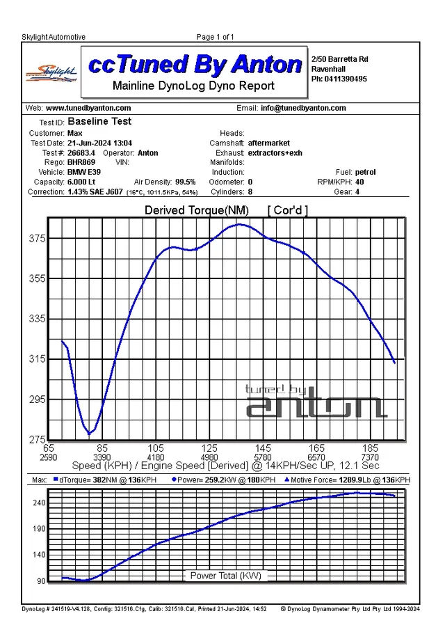 BMW E39 LS Swapped — Dyno screen